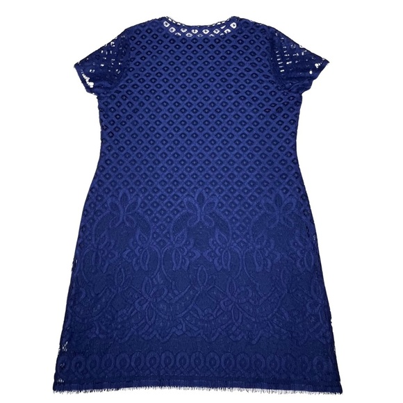 Isaac Mizrahi Dress Stretch Lace Sheath Short Sleeve Navy Blue US Medium M - Picture 15 of 16